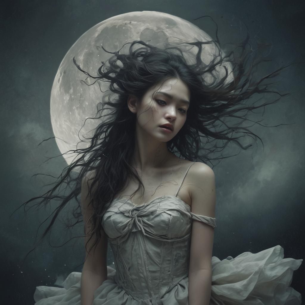 Moon Princess Portrait in Dark Fairytale Style