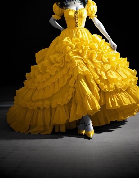 Woman in Yellow Dress with Selective Color