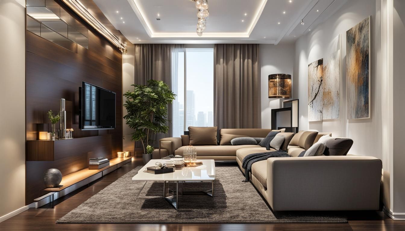 Modern Living Room with Vibrant Lighting Design