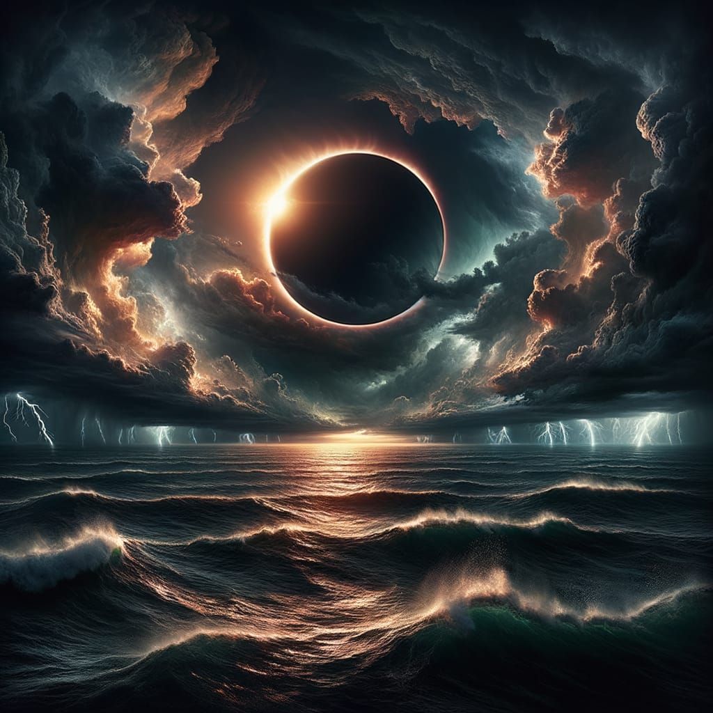 Awe-Inspiring Ring of Fire Eclipse Over Turbulent Ocean
