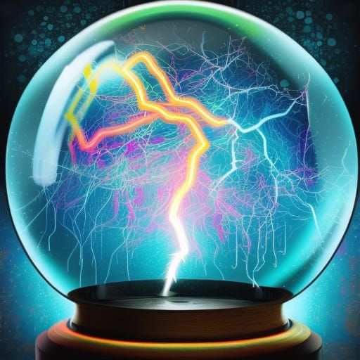 Electricity in Glass Globe: Digital Art