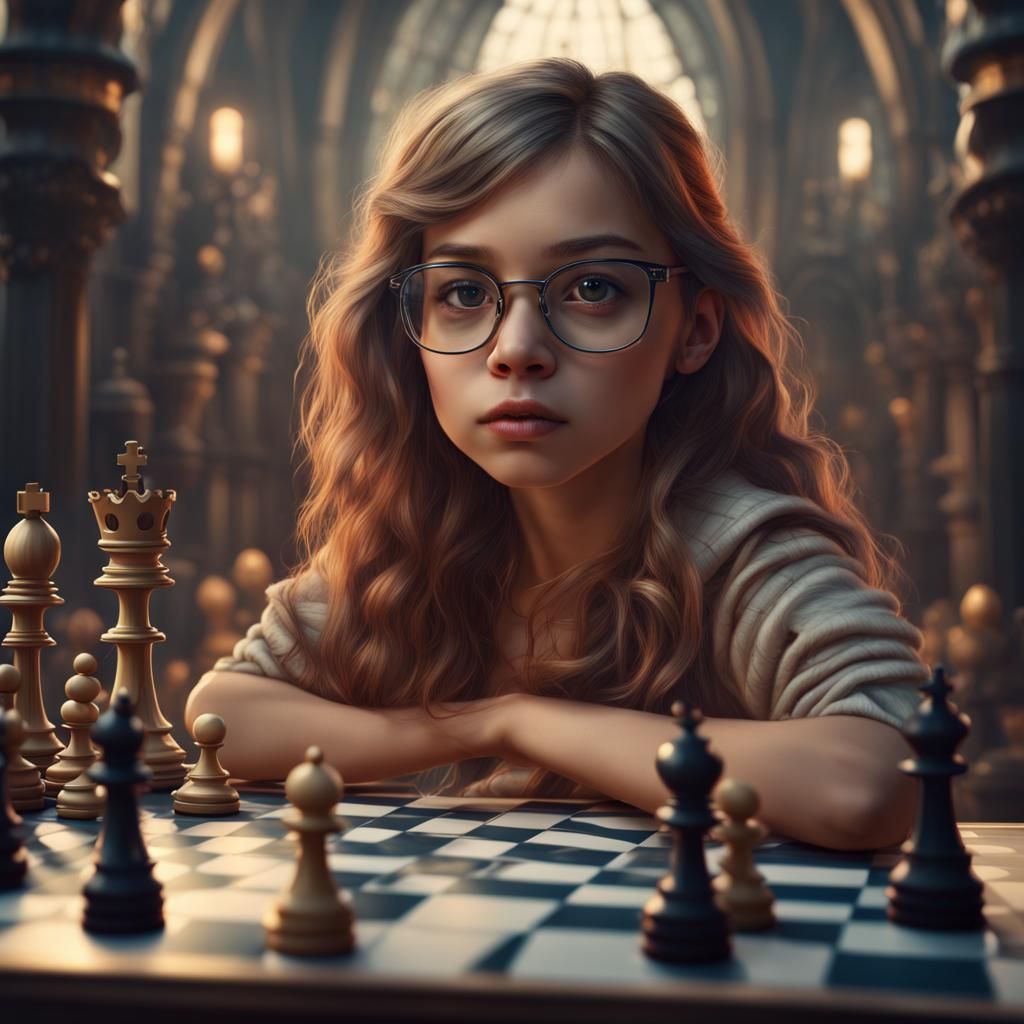 Young Chess Player in Detailed Fantasy Art