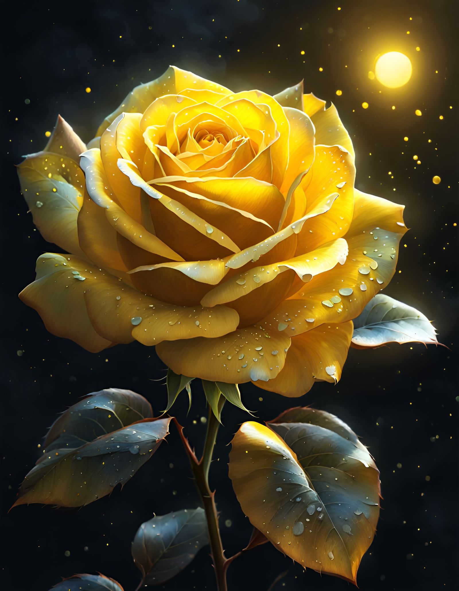 Ghostly Yellow Rose in Washed-Out Watercolour