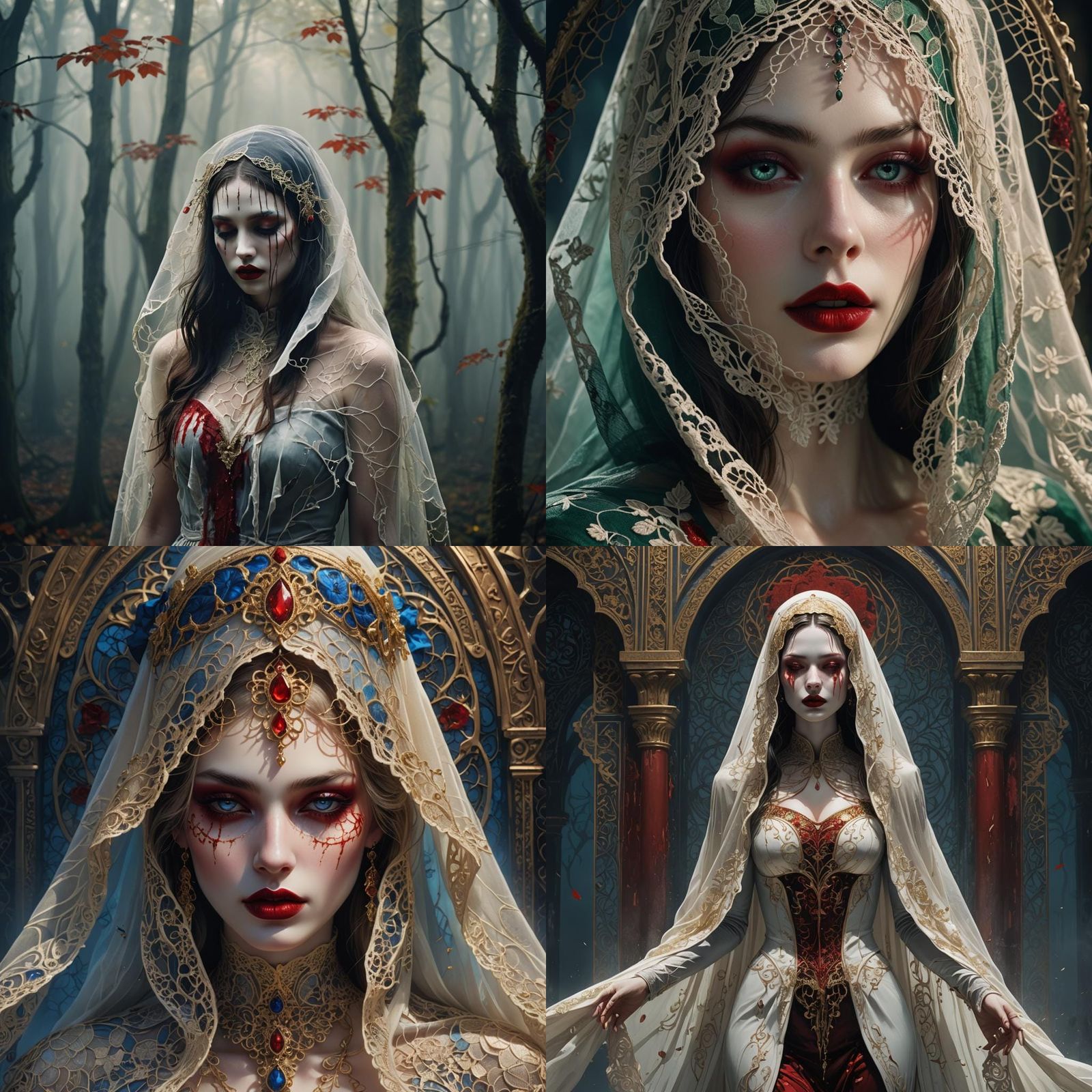 Veiled Woman with Porcelain Skin, Fantasy Concept Art