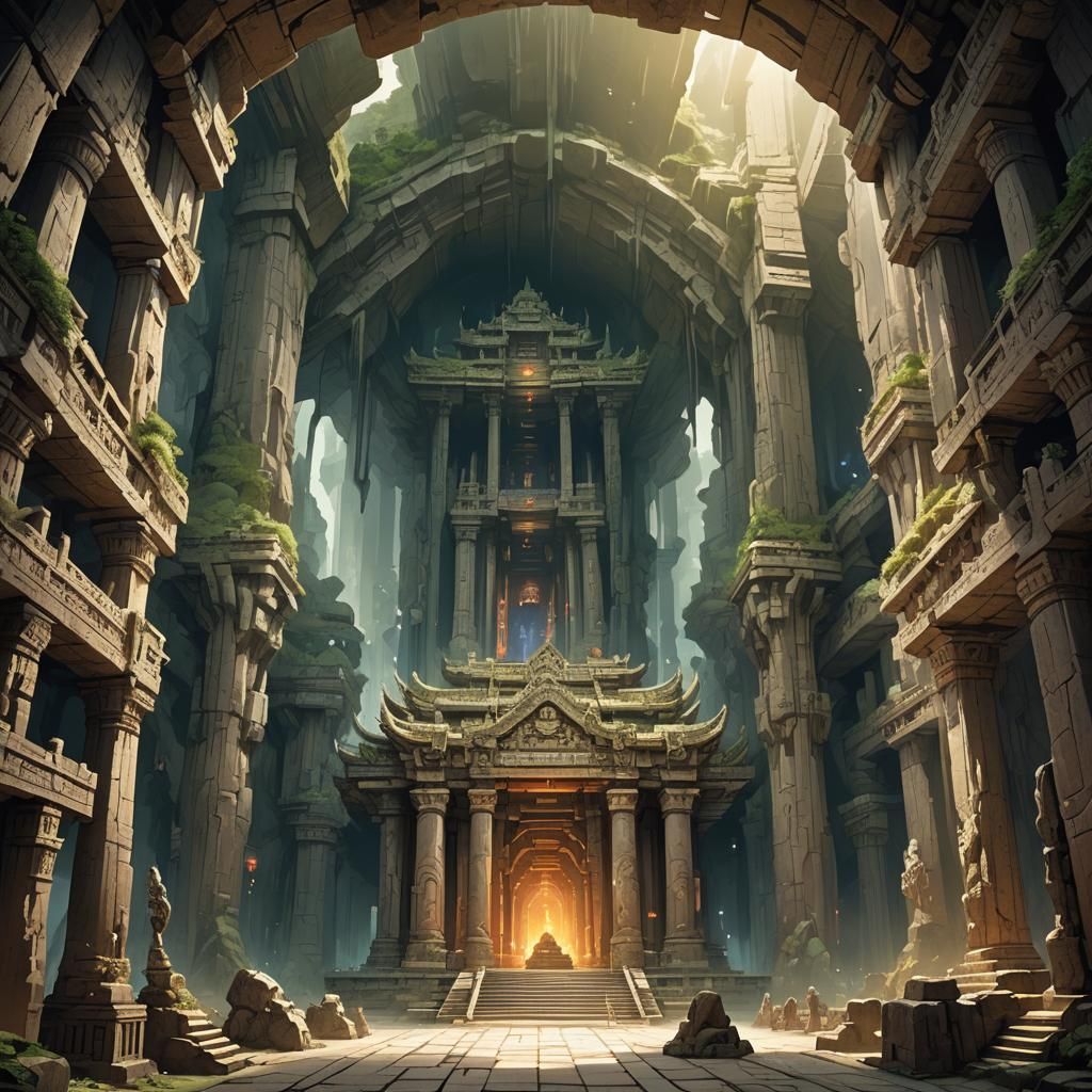 Fantasy Temple Nave Dedicated to Wealth and Trade