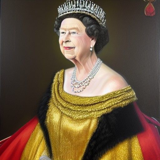 Queen Elizabeth II Portrait in Oil Painting Style