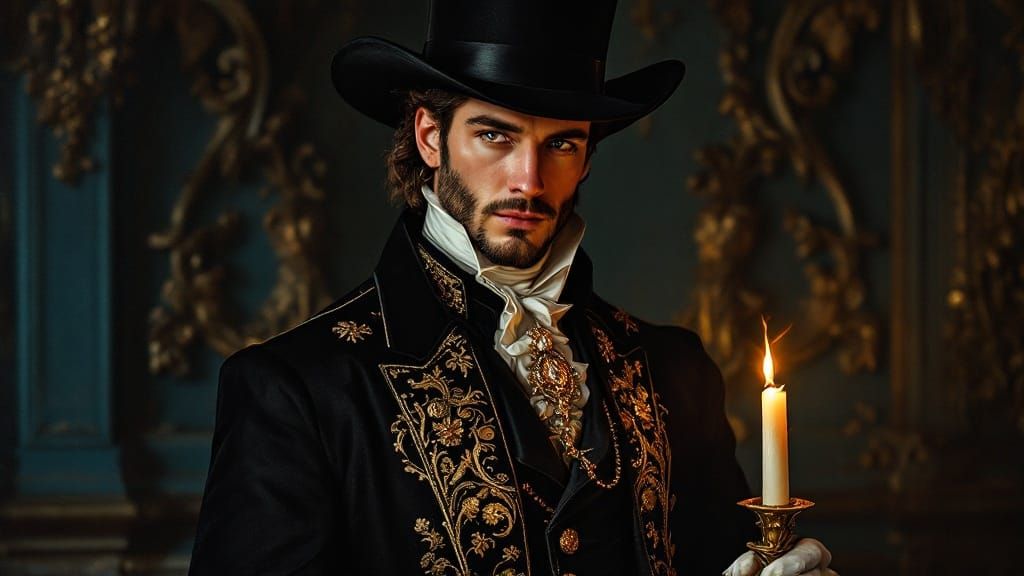 Rococo Portrait of Gentleman with Candlelight