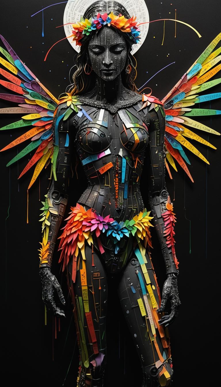 Mythical Muse with Rainbow Fairy in Rayograph Style