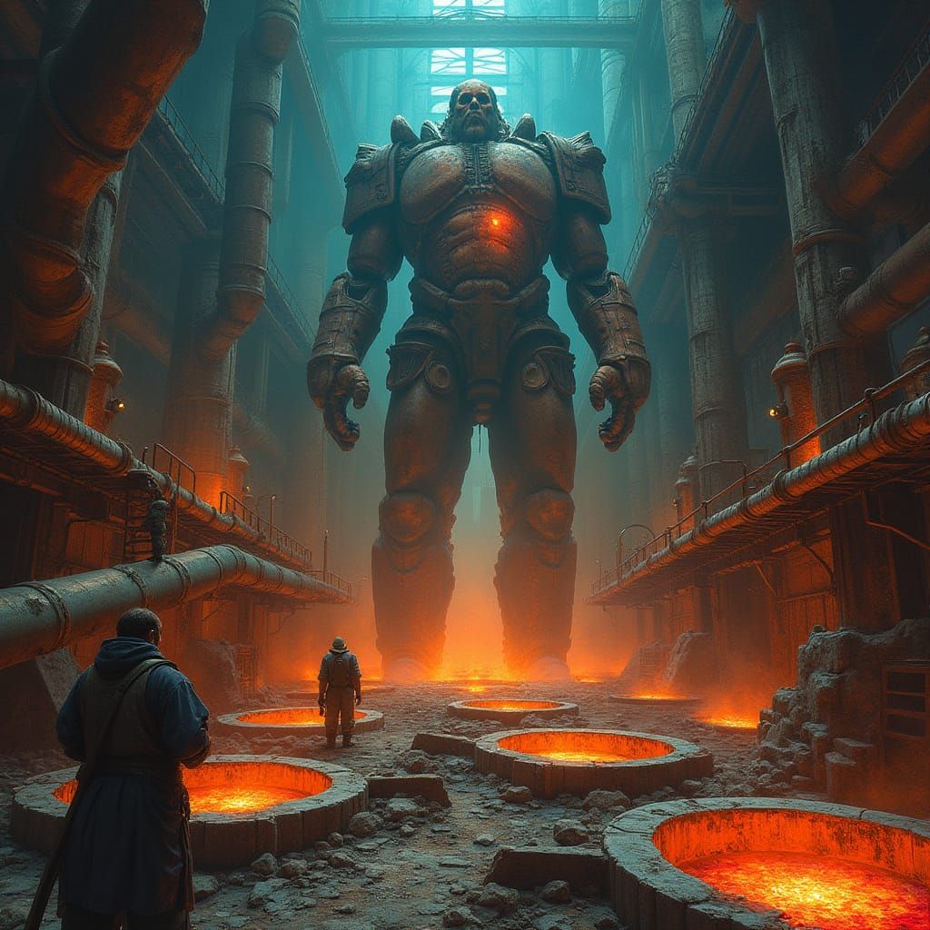 Dwarven Foundry Master Overseeing Aether Forge in Grand Scal...