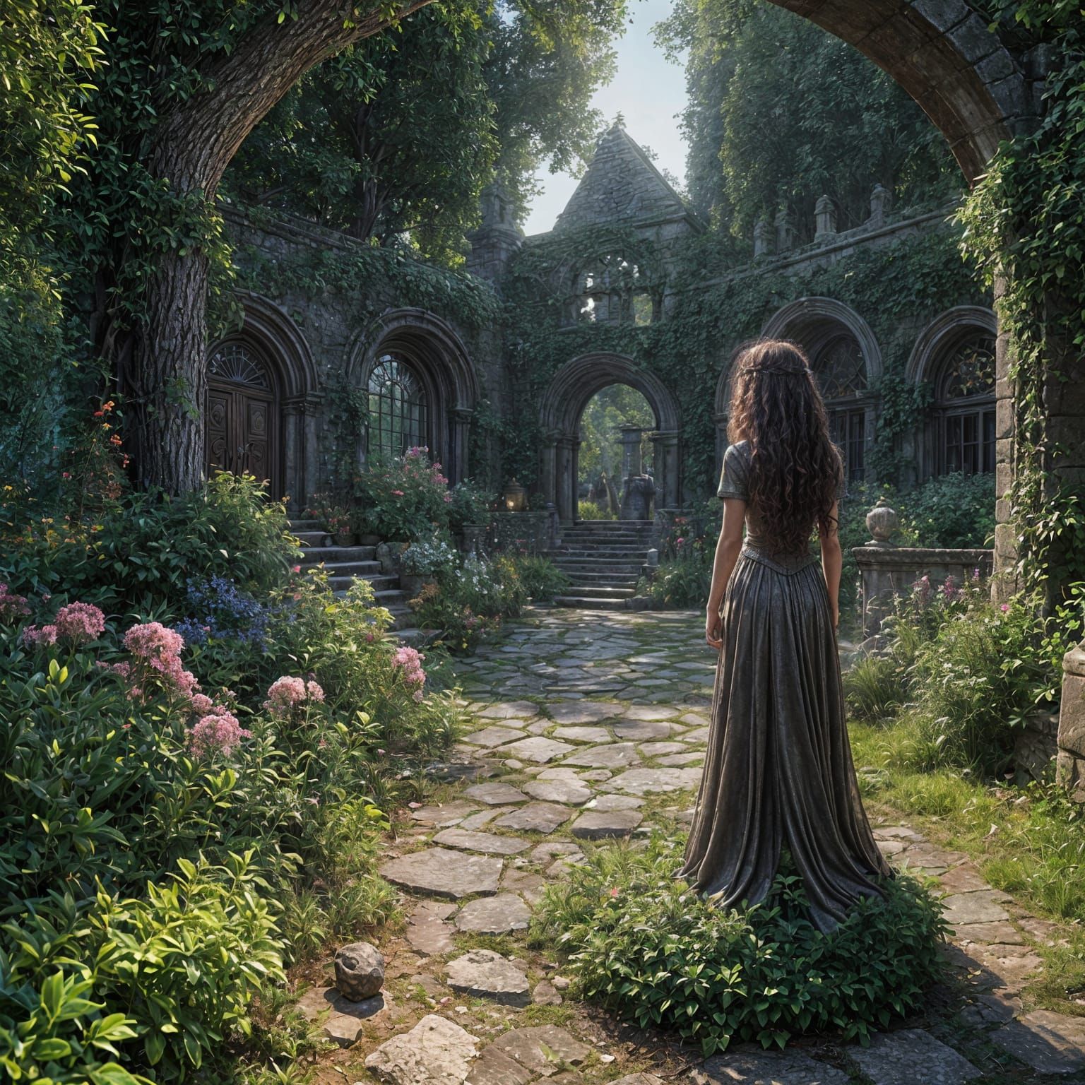 Woman with Curly Hair at Chalice Well