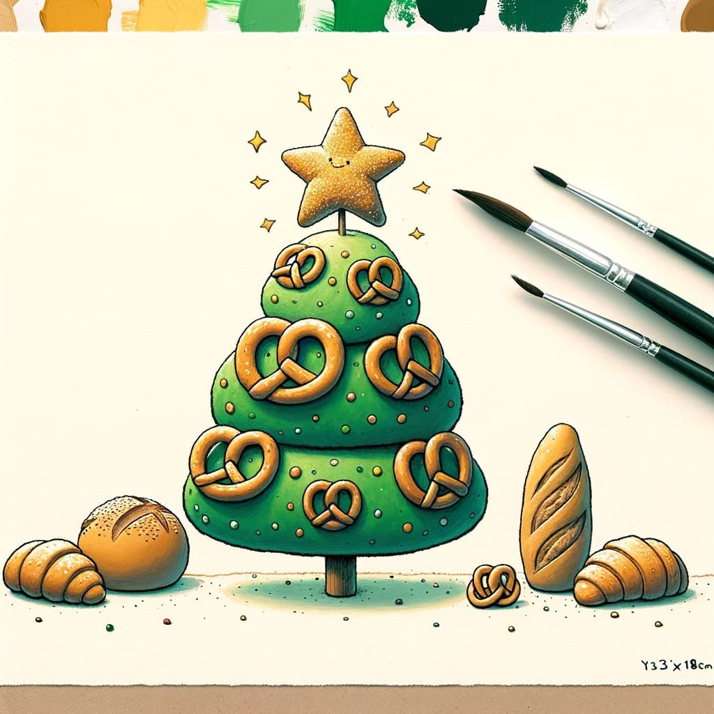 Cute Pretzel Christmas Tree Card Art