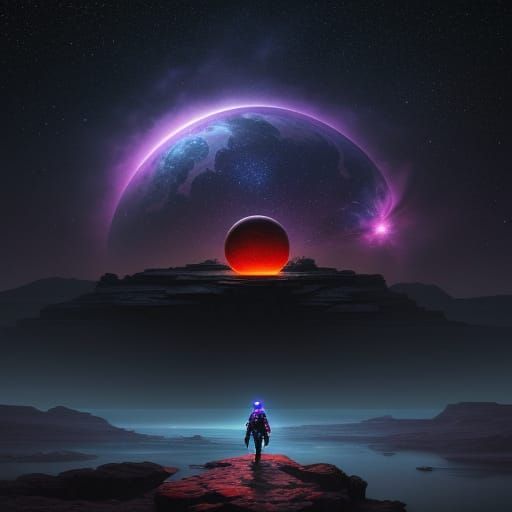 Astronaut Explores Alien Planet with Strange Rocks