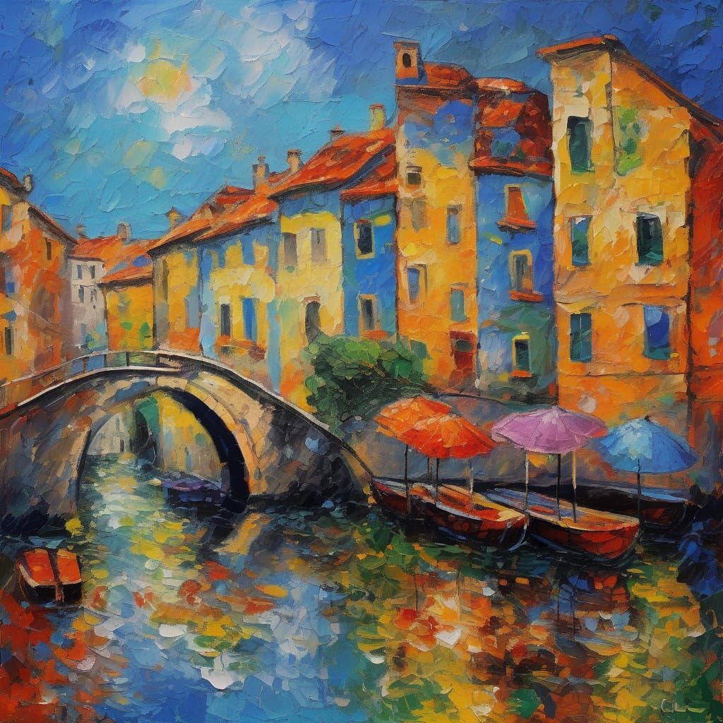 Braga, Portugal in Vibrant Neo-Impressionist Style