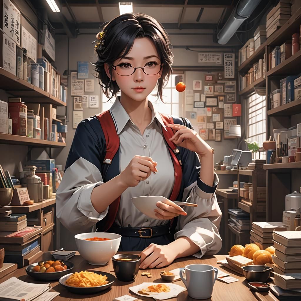 Anime Style Mum Juggling Life's Challenges