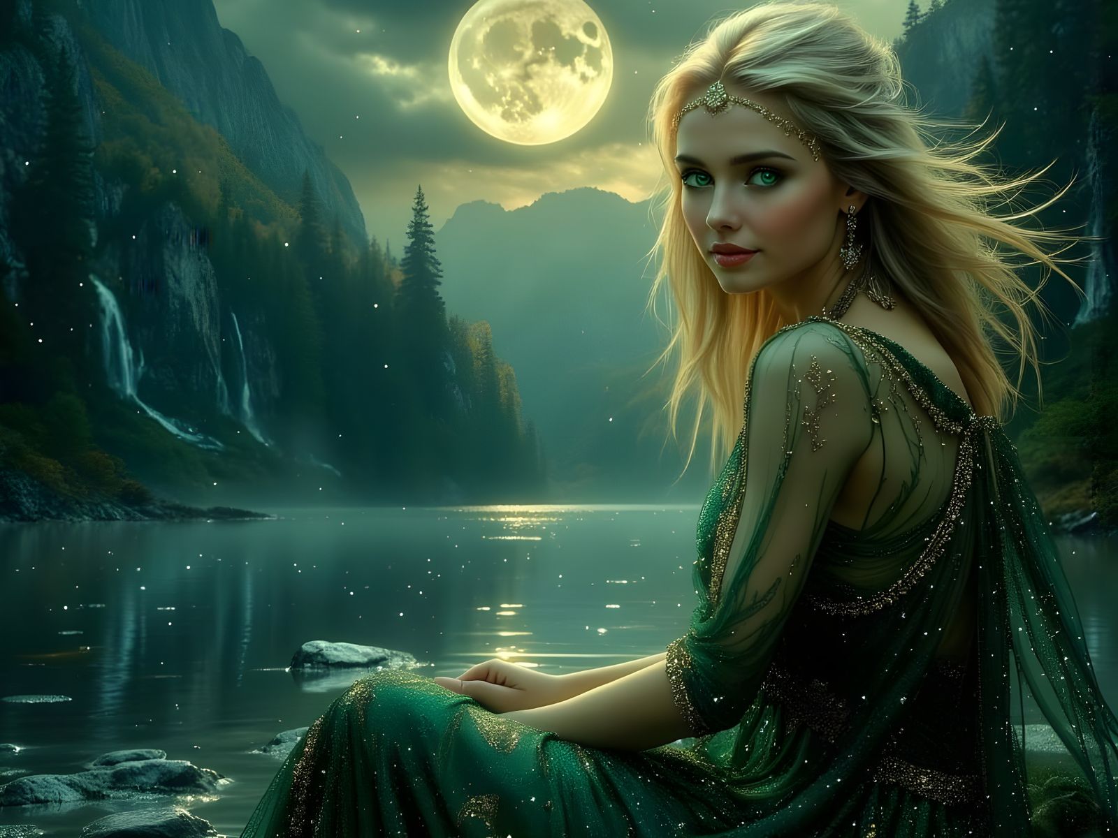 Norse Goddess Portrait Under Waxing Moon