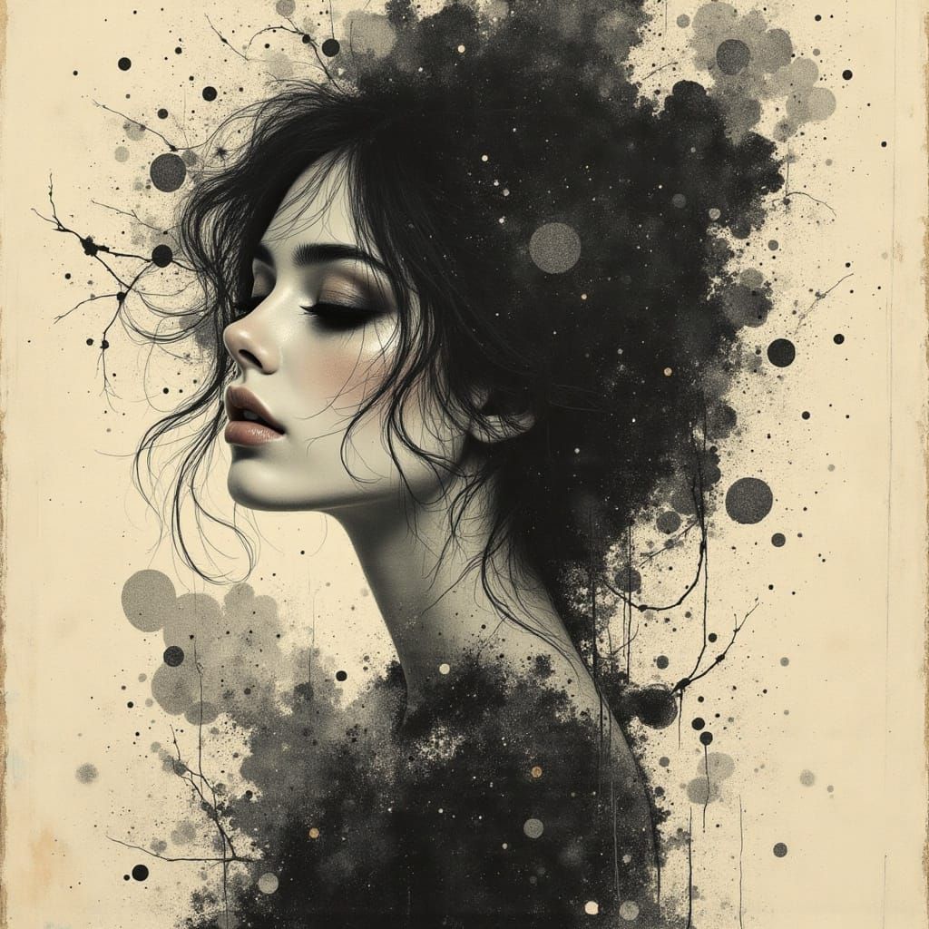 Ethereal Baroque Portrait of a Silhouetted Woman