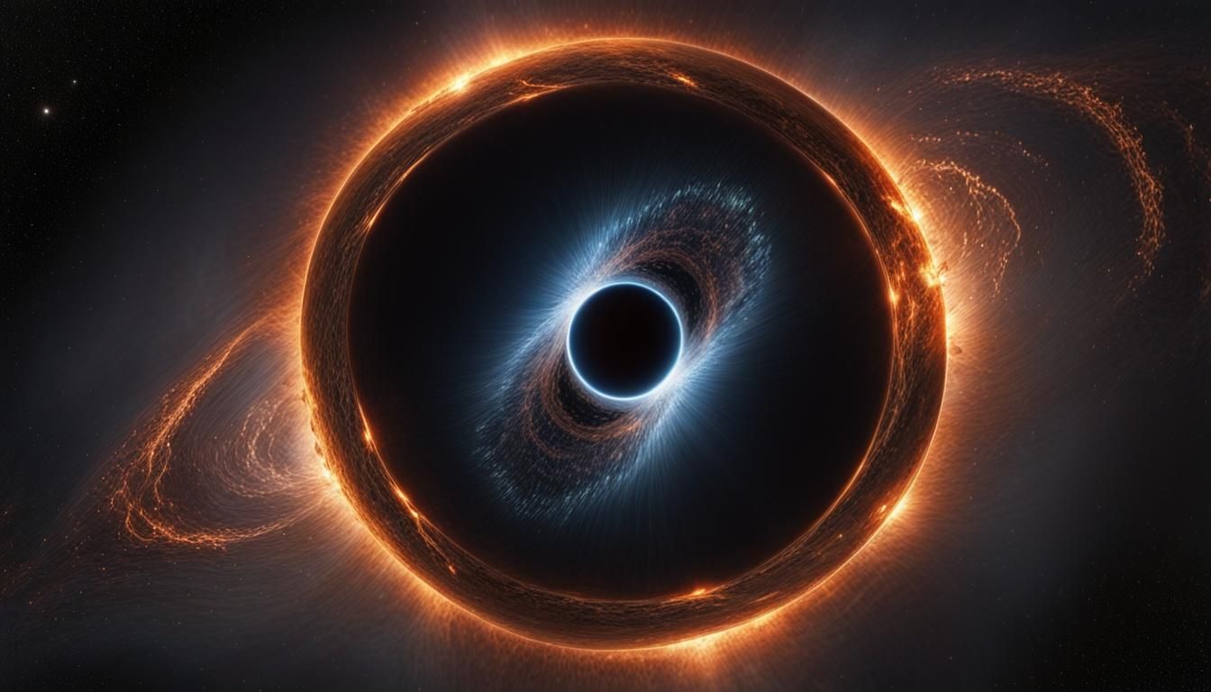 Hyperrealistic Black Hole Portrait with Anamorphic Lens Flar...
