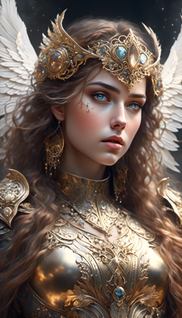 Detailed Valkyrie Portrait in Dark Golden Colors