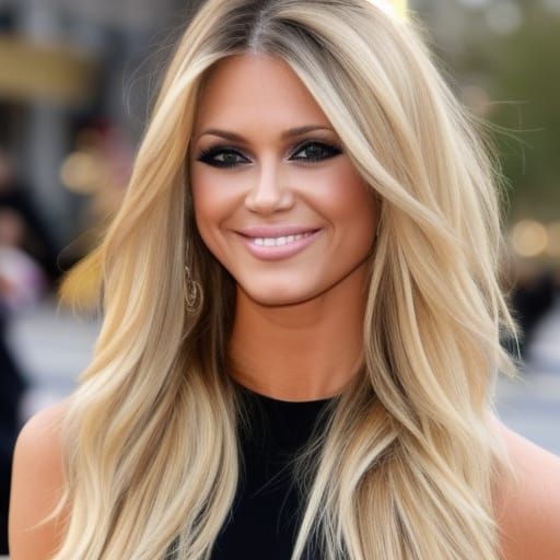 Stunning Blond Woman with Dark Hair