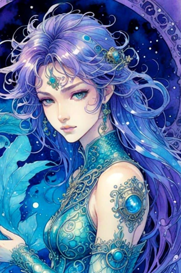 Cosmic Fantasy Masterpiece: Enchanting Merman in Dreamy Worl...