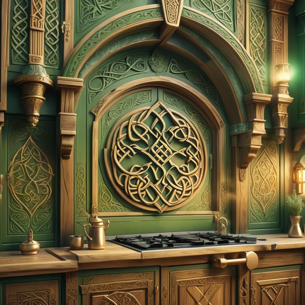 Celtic Castle Kitchen with Wooden Details