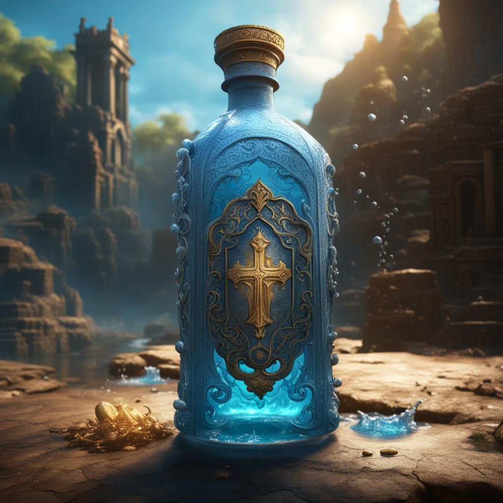 Fantastical Holy Water Bottle in Detailed Matte Painting