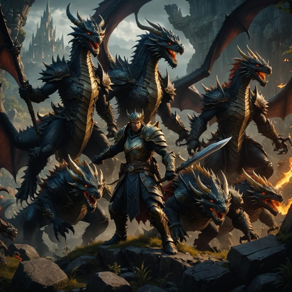 Dragon Warriors: Light and Dark Fantasy Concept