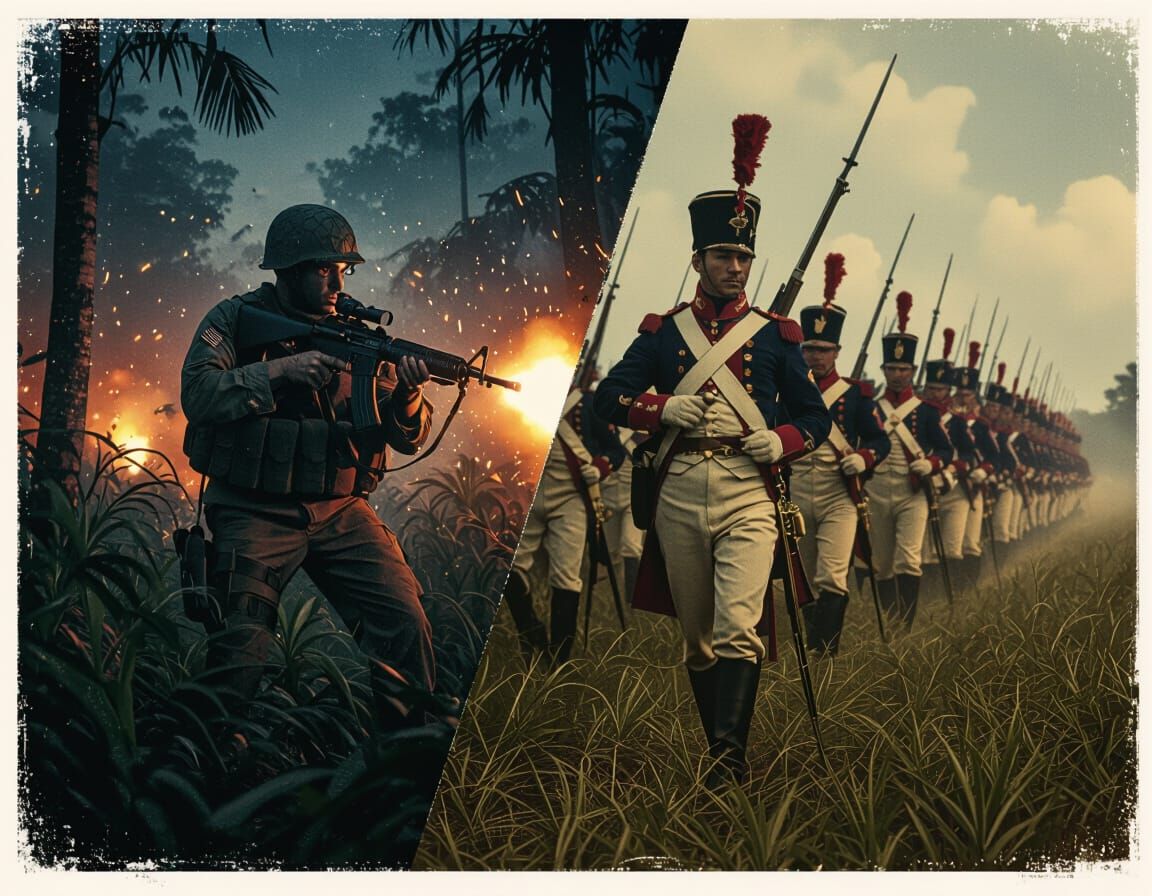 Clash of Eras: Soldiers in Cinematic Juxtaposition