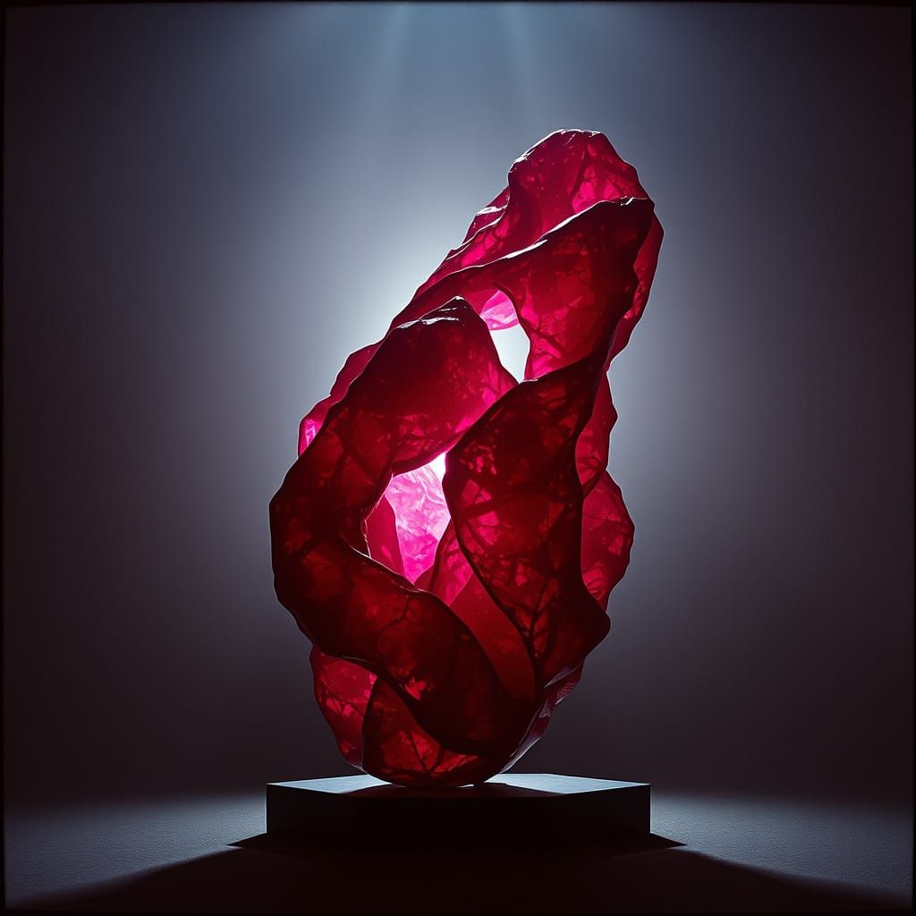 Ruby Abstract Sculpture in Epic Cinematic Style