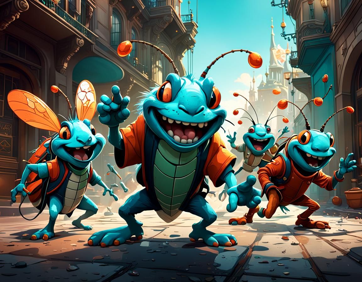 Oggy and Cockroaches: Fun Banter in Concept Art