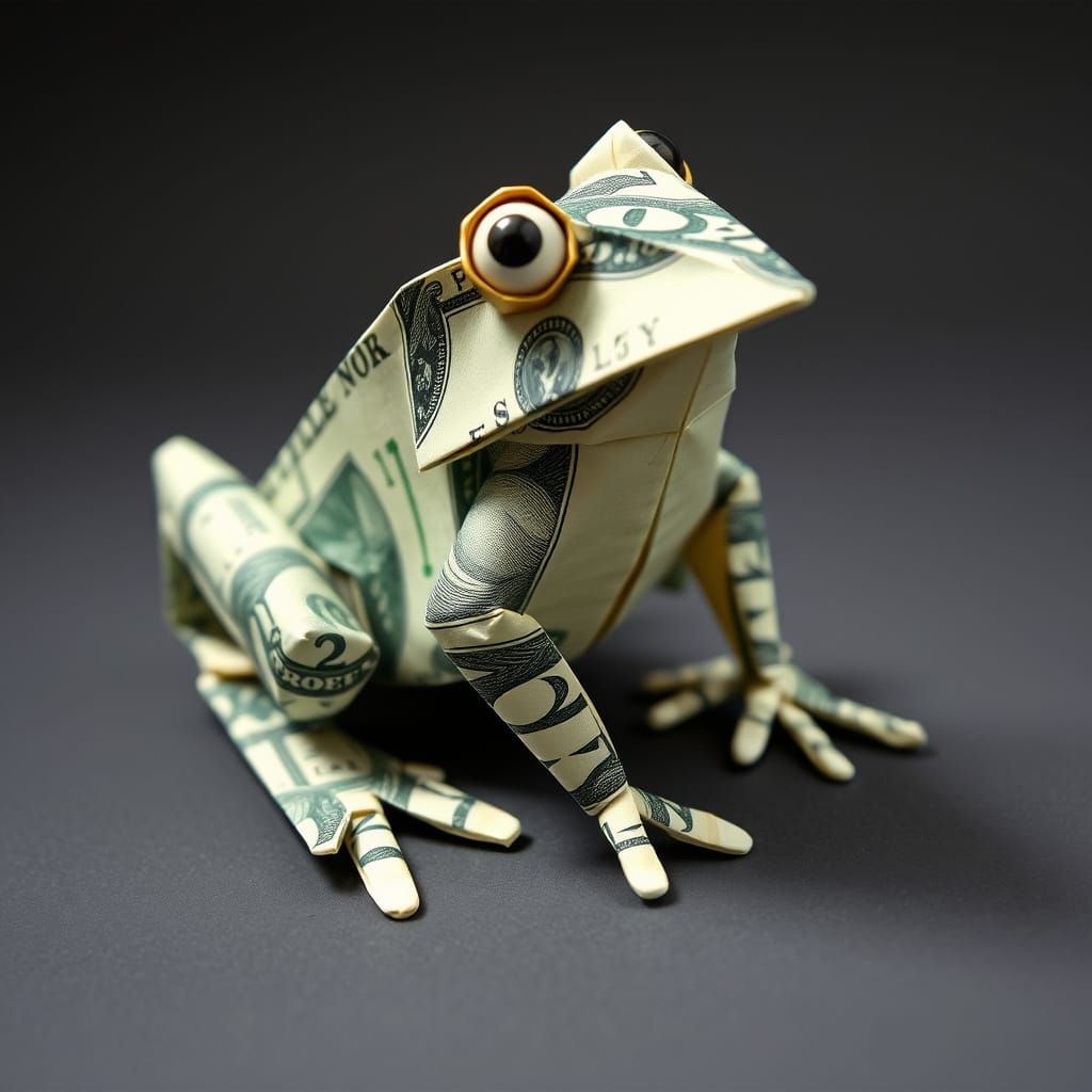 Origami Frog Made From Dollar Bills, Spéirling Style