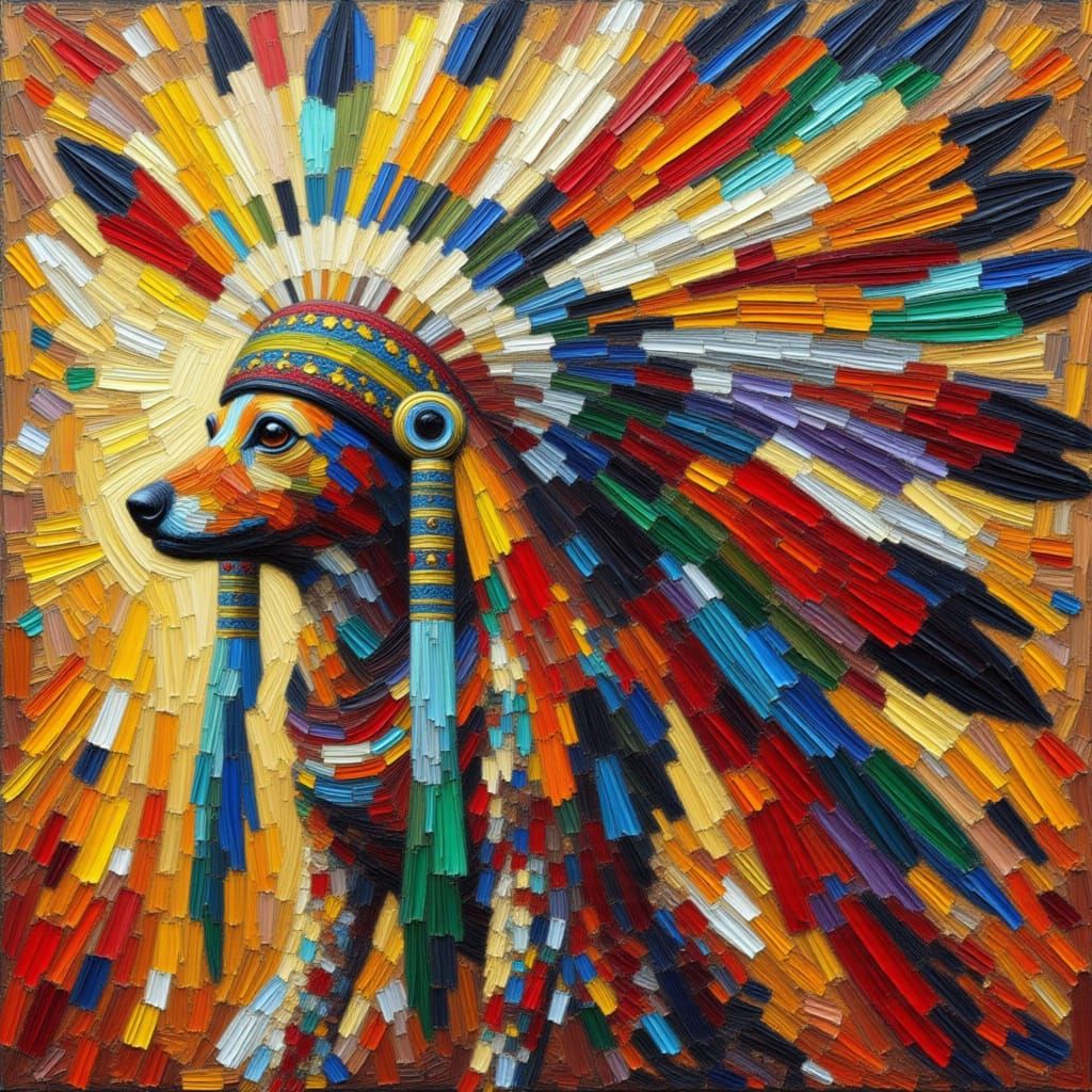 Vibrant Native American Figure in Impasto Style