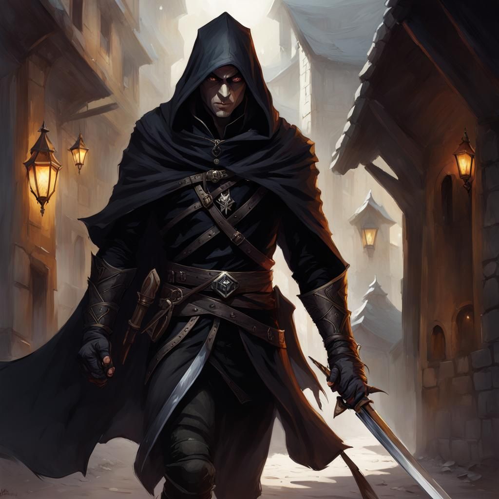 High Elf Rogue in Barovia: Detailed Digital Portrait