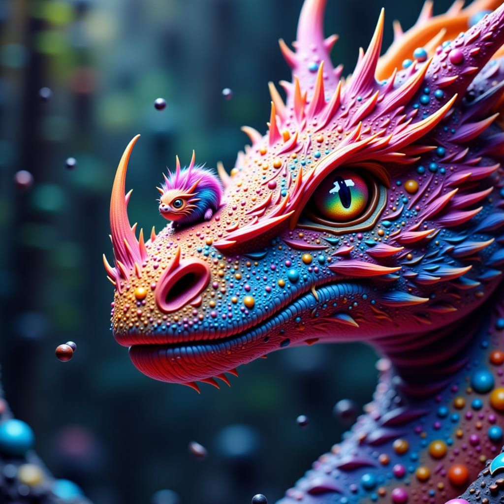 Gigantic Dragon Snout with Tiny Fluffy Creature