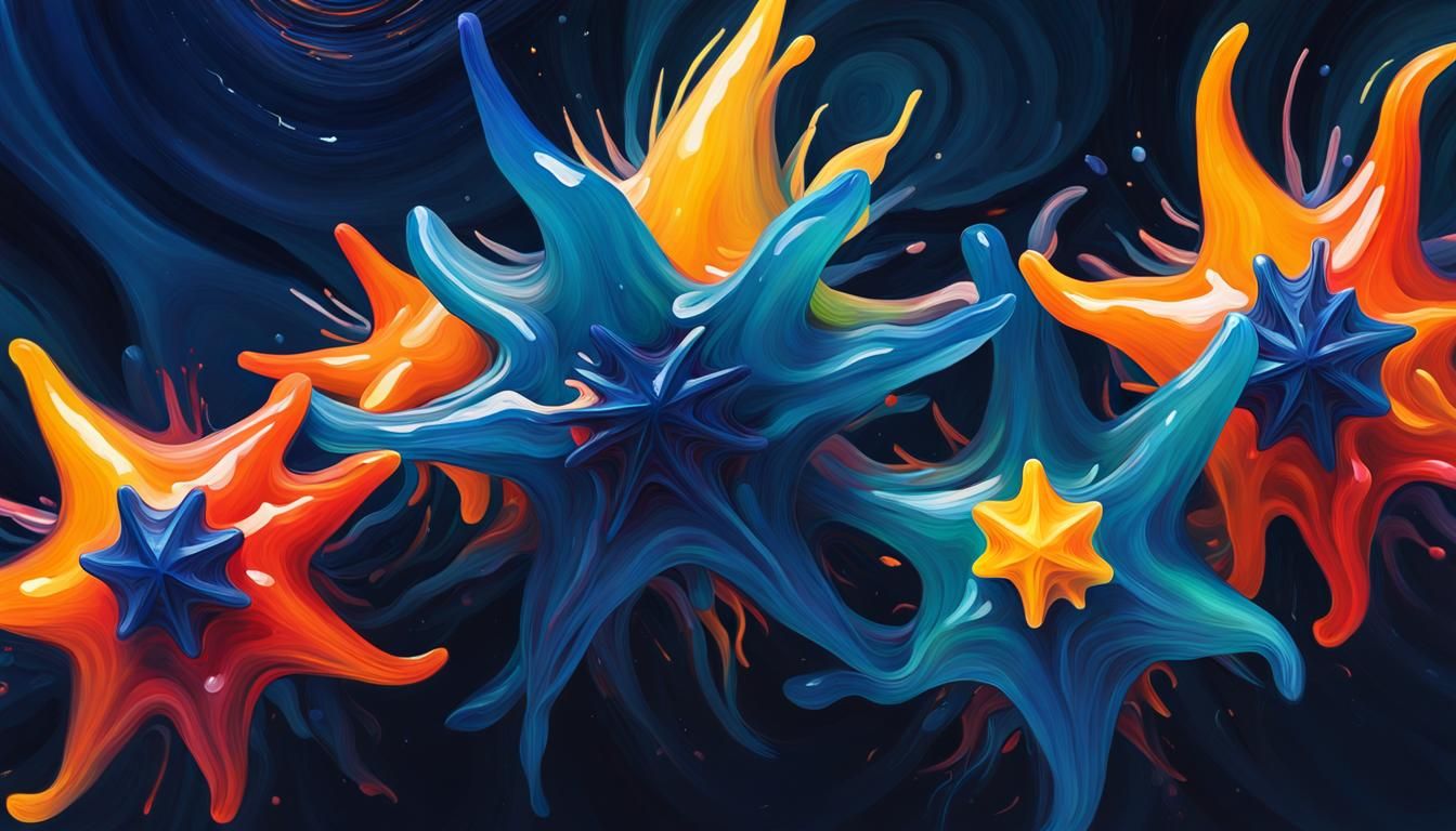 Vivid Impasto Painting of Spinning Jelly Stars