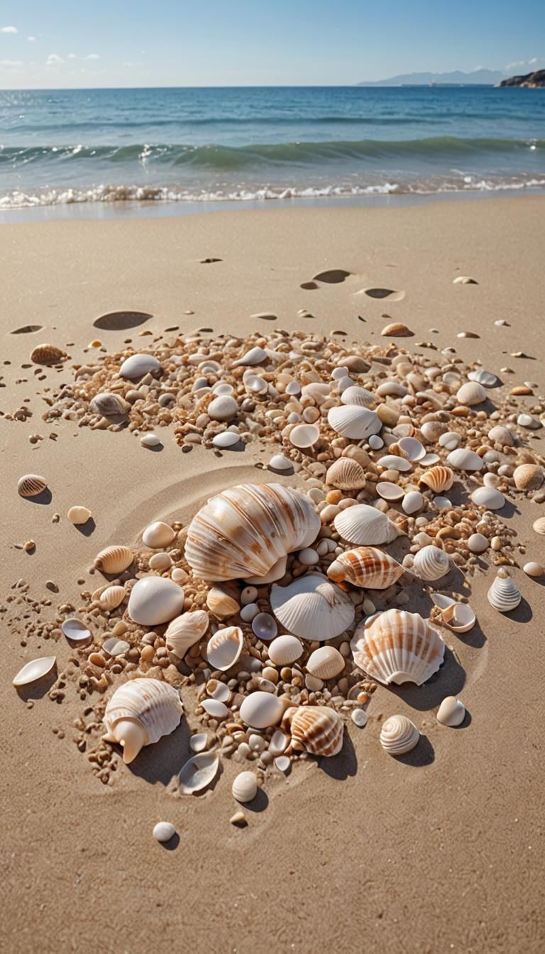 Translucent Seashells on a Sunny Beach, Fantasy Art