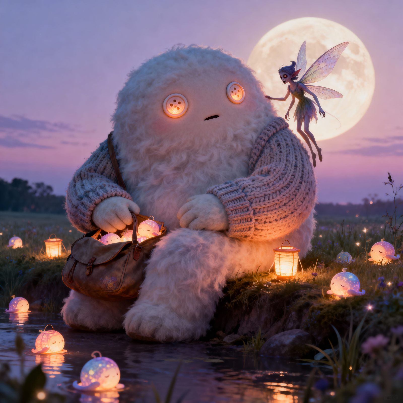 Mythical Guardian Mumu Comforts Fairy in Twilight Meadow