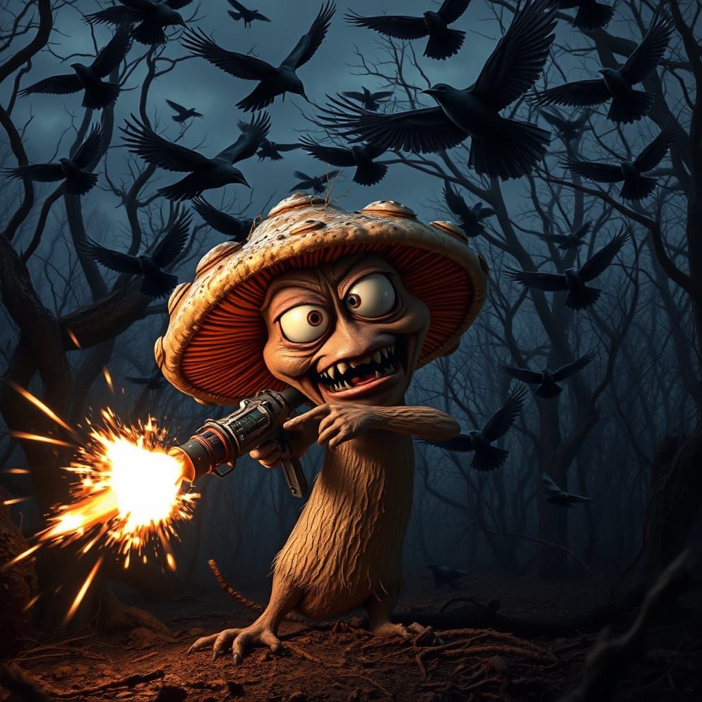 Maniacal Mushroom's Last Stand Against Crows