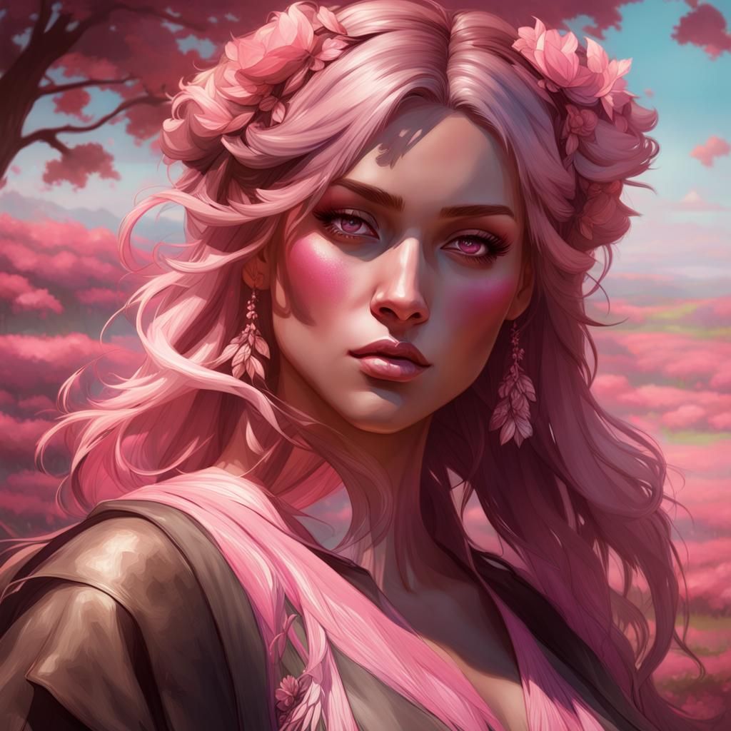 Dreamy Pink Chocolate Portrait in Hyperdetailed Digital Art