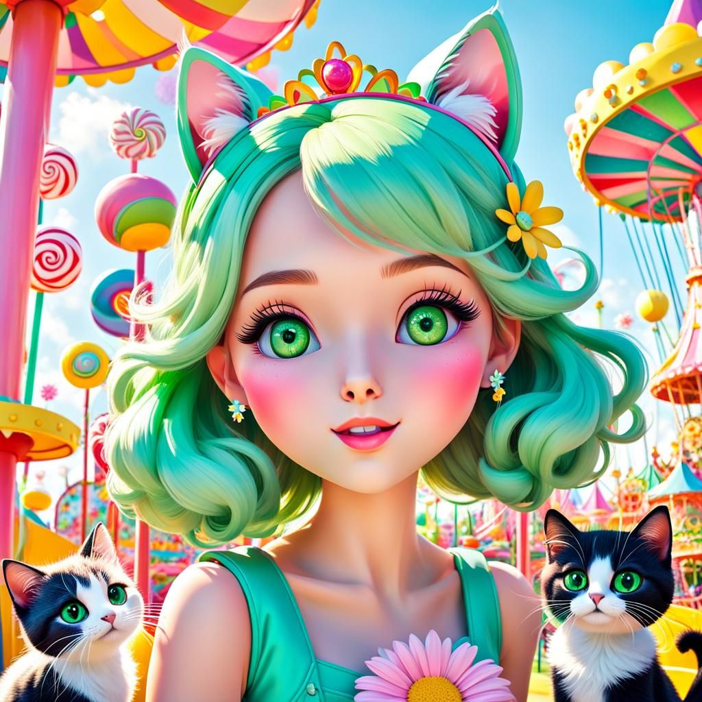 Princess at Lunapark in Candy Art Style