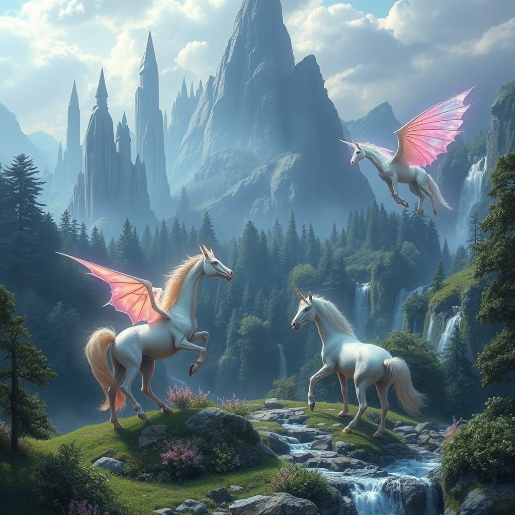Enchanted Realms of Fantasy Creatures in Photorealistic Wond...