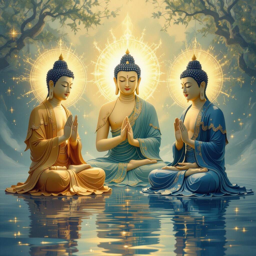 Three Buddhas Reflect Gratitude for Answered Prayers