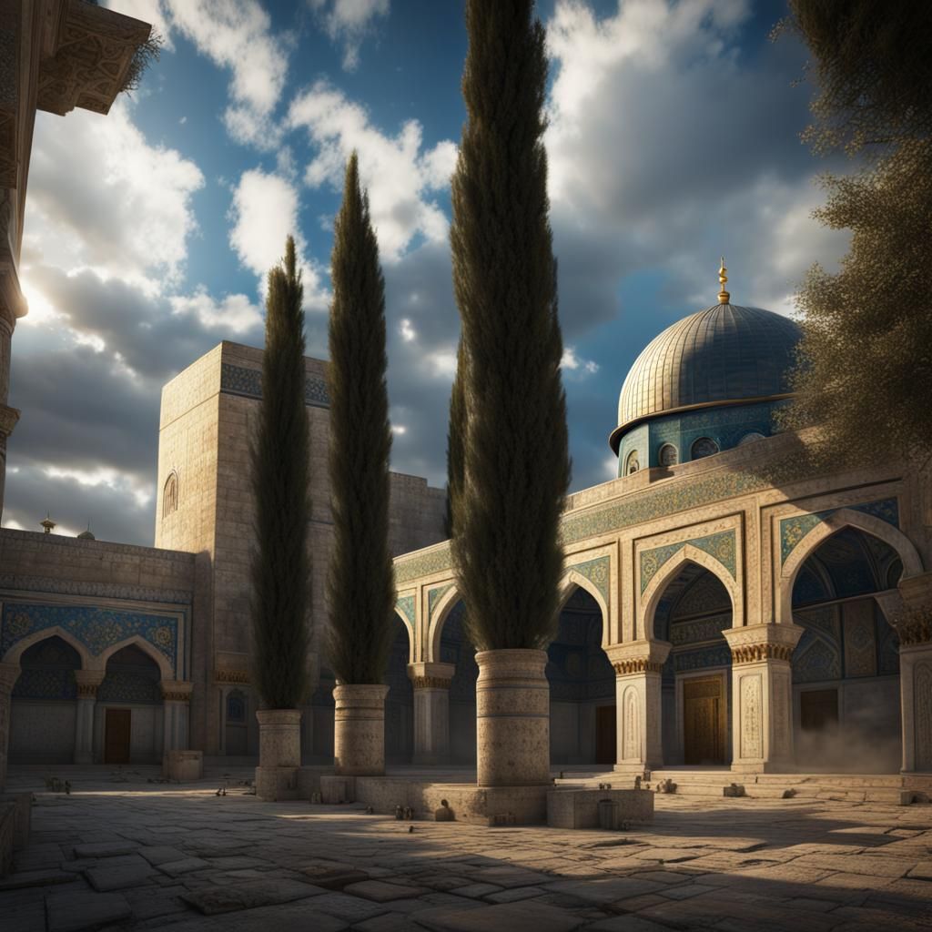 Al-Aqsa Mosque in Palestine: Fantasy Concept Art