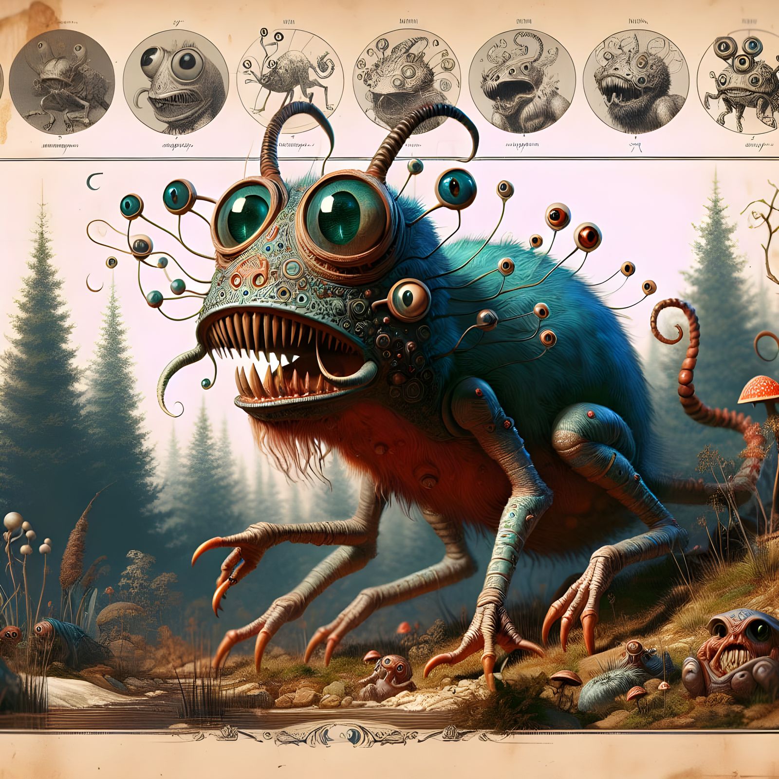 Mysterious Dark Fantasy Monster Lurks in Mysterious Forest