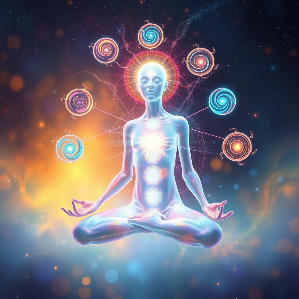 Celestial Light Body in Surrealist Abstract