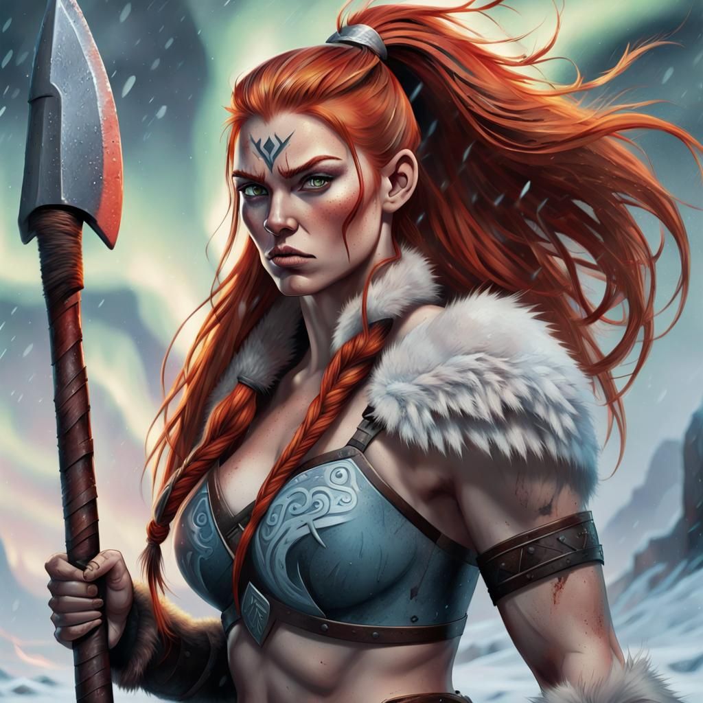 Vibrant Comic Book Art of a Norse Warrior
