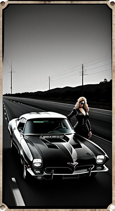 Film Noir Trans Am on California Highway