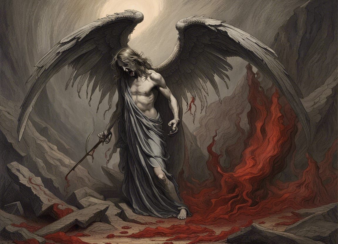 Horrific Angel Transformation in Acid Rain