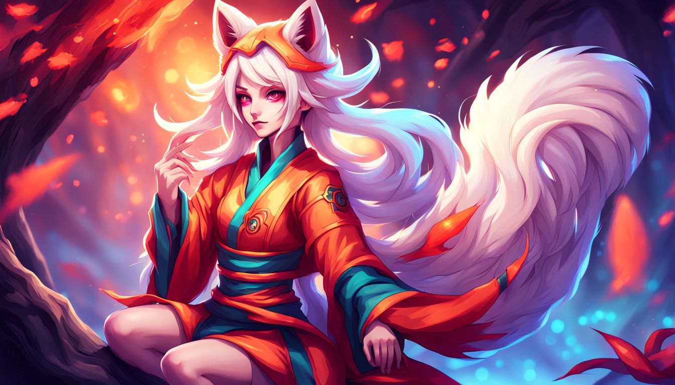 Humanoid Kitsune in Vibrant Fantasy Style