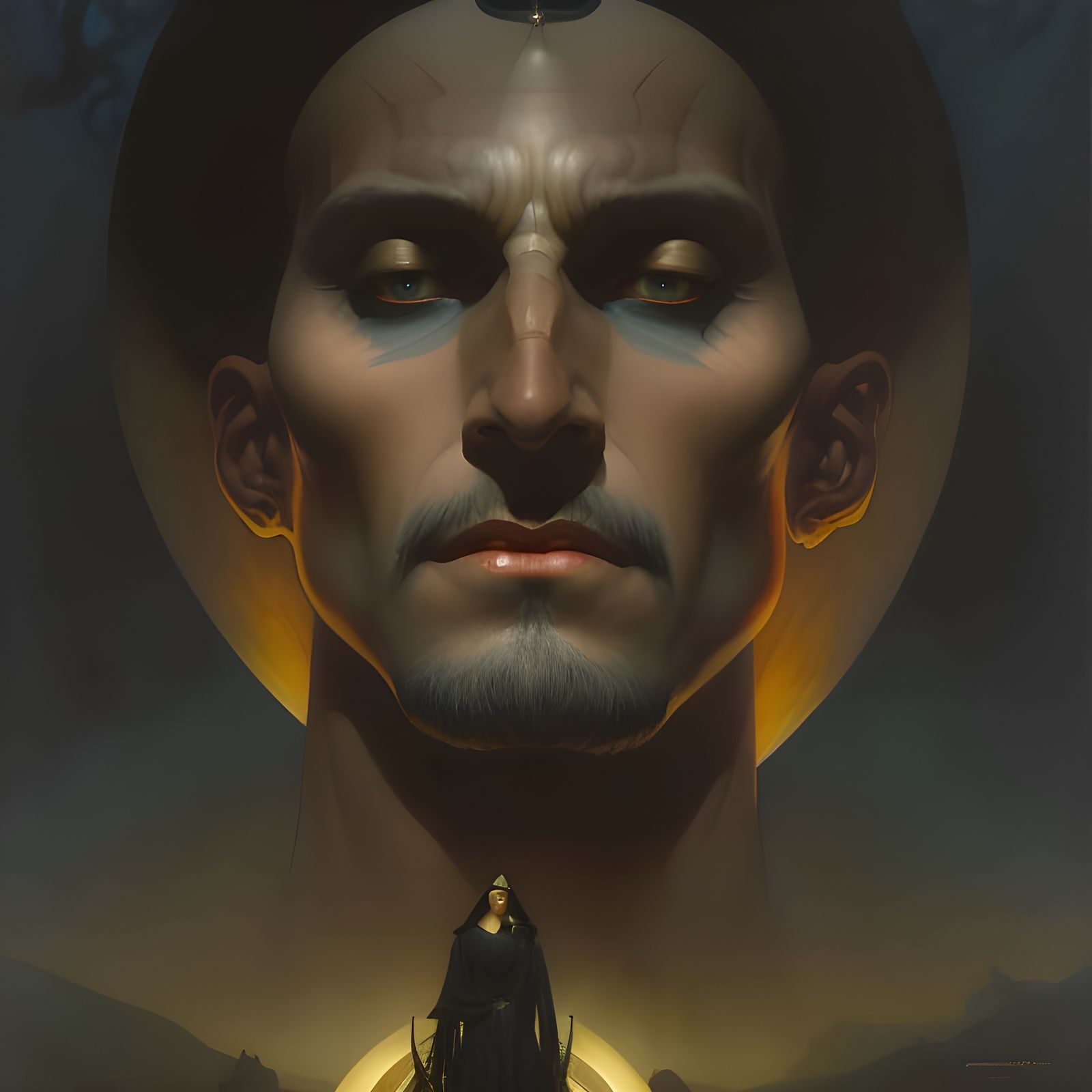 Severed Head Performing Arcane Ritual in Digital Art